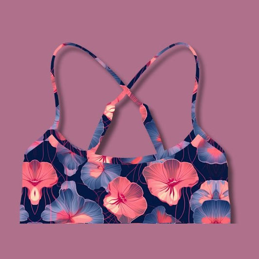 Brassière bretelles croisées Fleur Bleu - Fr.LaJolieFun