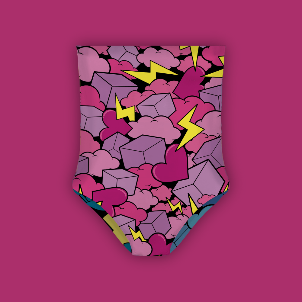 Maillot 1 pièce Réversible Happy Rose - Fr.LaJolieFun